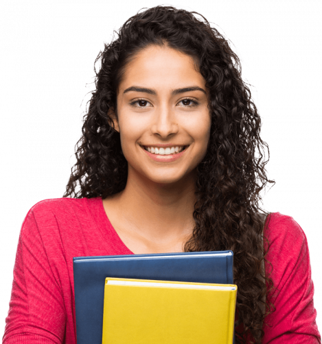 happy college girl with books smiling